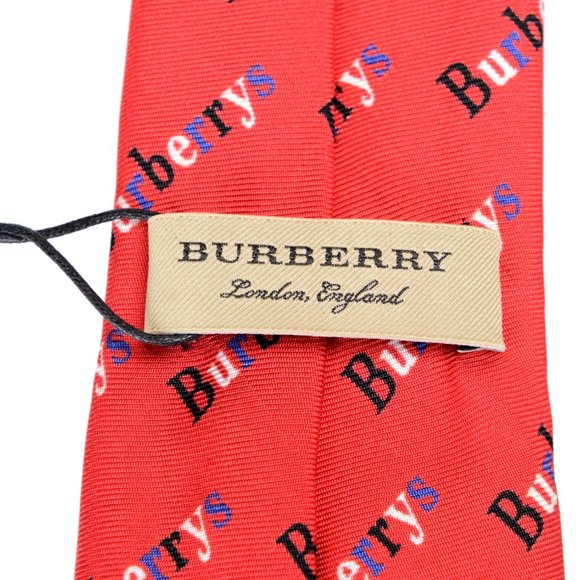 Burberry Men's 100% Silk Red Graphic Print Tie - Picture 4 of 6
